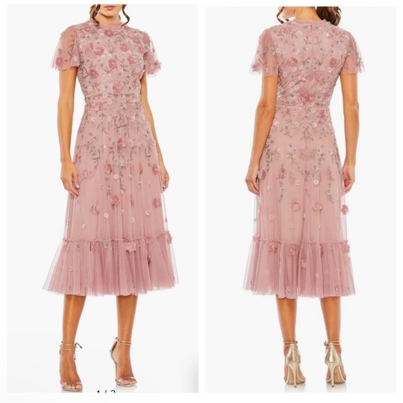 Mac Duggal Dresses & Skirts - Mac Duggal Pink Embroidered Midi Dress